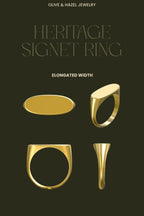 An example of the standard width of our heritage signet pinky ring 