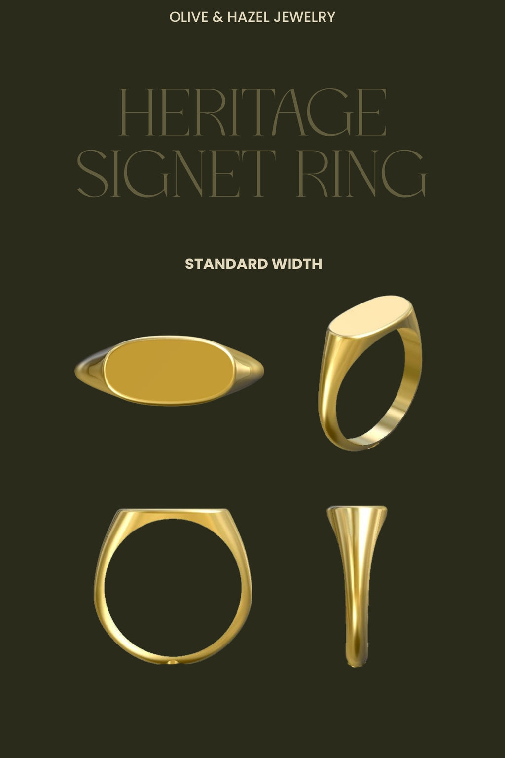 An example of the standard width of our heritage signet pinky ring 