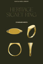 An example of the standard width of our heritage signet pinky ring 