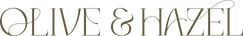 Logo of Olive & Hazel in a decorative font in olive green color
